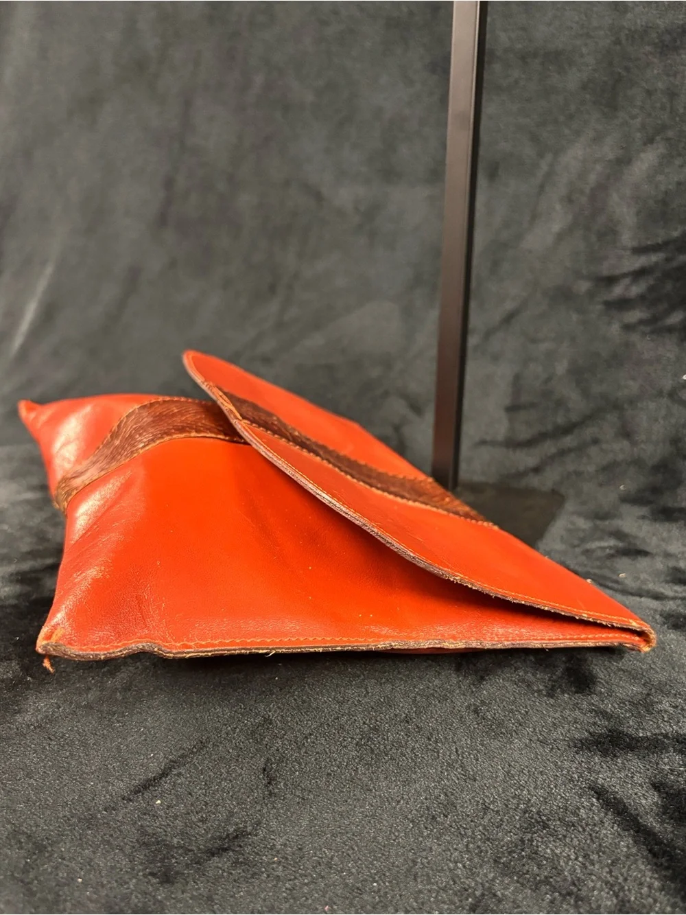 Vintage David Mehler for DAME Snakeskin Leather Orange Envelope Clutch